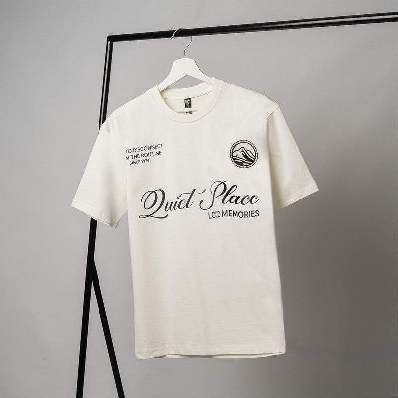 Oversize Bolivar T-shirt With Quite Place Word  For Men  - J105