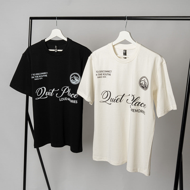 Oversize Bolivar T-shirt With Quite Place Word  For Men  - J105