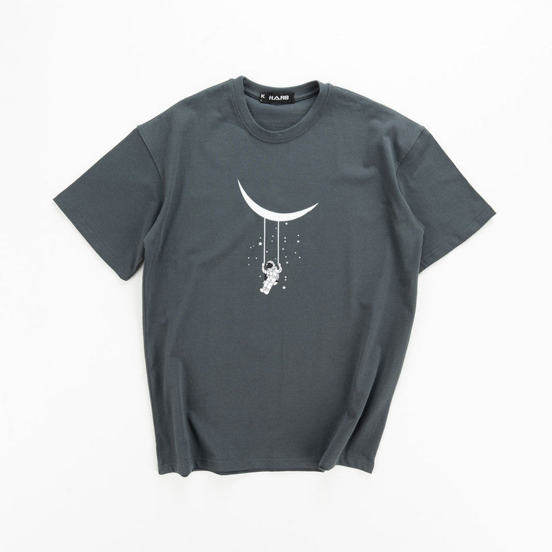 Oversize Bolivar T-shirt With Space Moon Print For Men